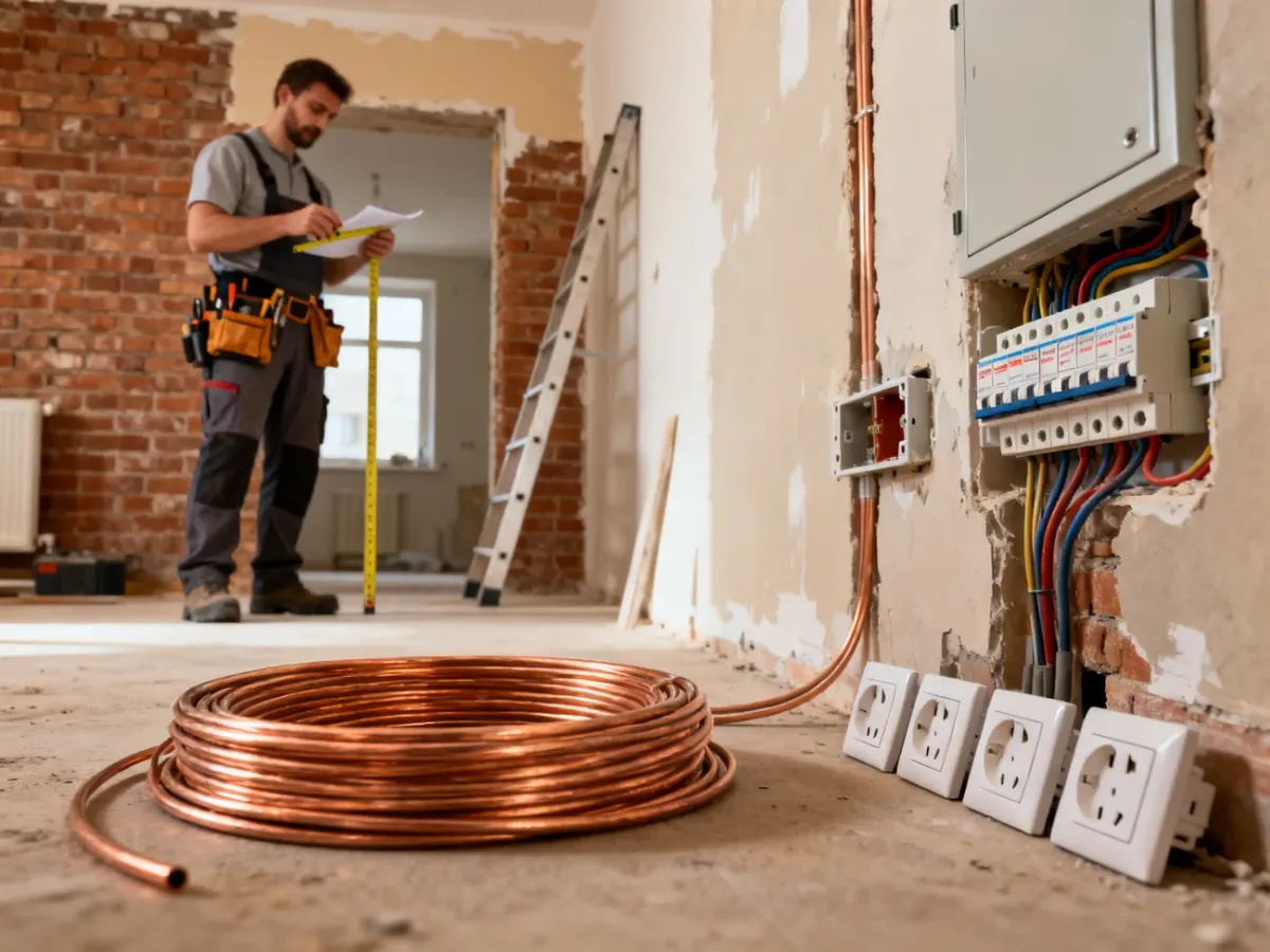 Elektryk planujący wymianę instalacji elektrycznej w mieszkaniu