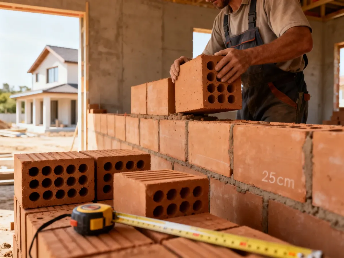 Układanie pustaków ceramicznych Leier 25 na budowie