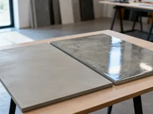 Pojedynczy pustak ceramiczny na placu budowy w świetle zachodzącego słońca, z rozmazanym murem w tle.