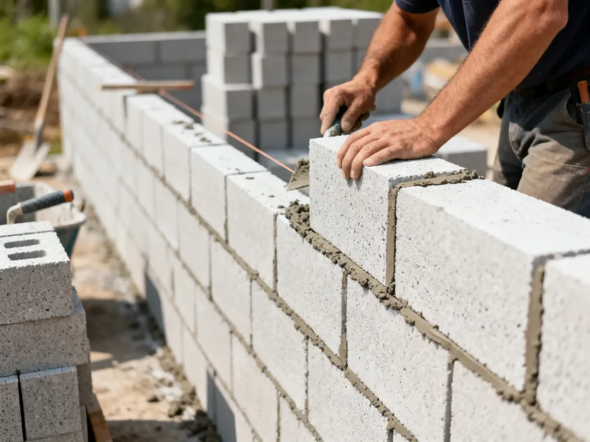 Murowanie ściany z bloczków z betonu komórkowego na cienką spoinę