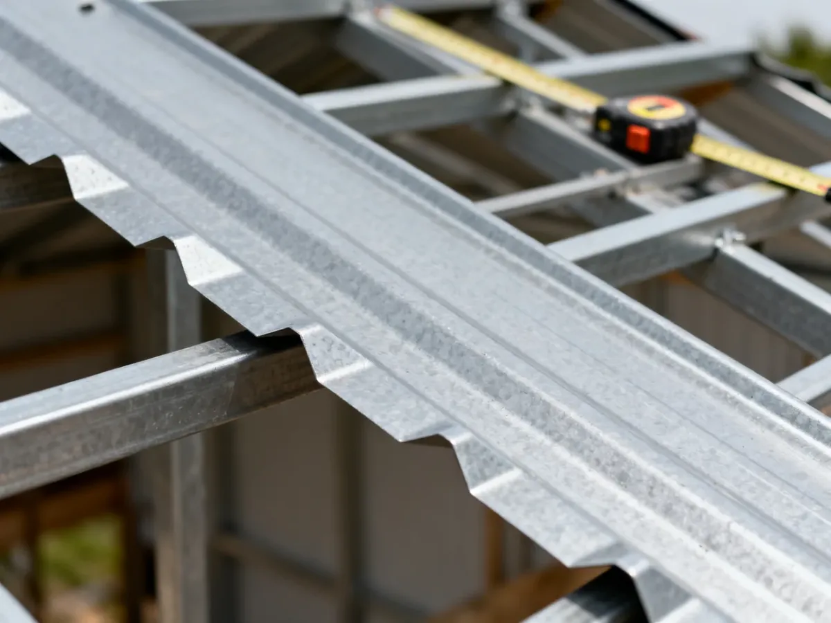 Zbliżenie blachy trapezowej T18 z widocznym profilem przetłoczeń