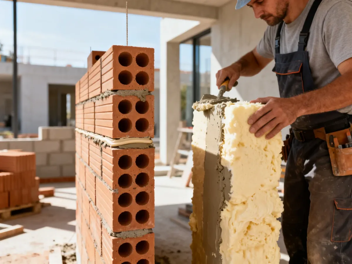 Budowa ściany z pustaków ceramicznych z użyciem cienkiej zaprawy i pianki montażowej