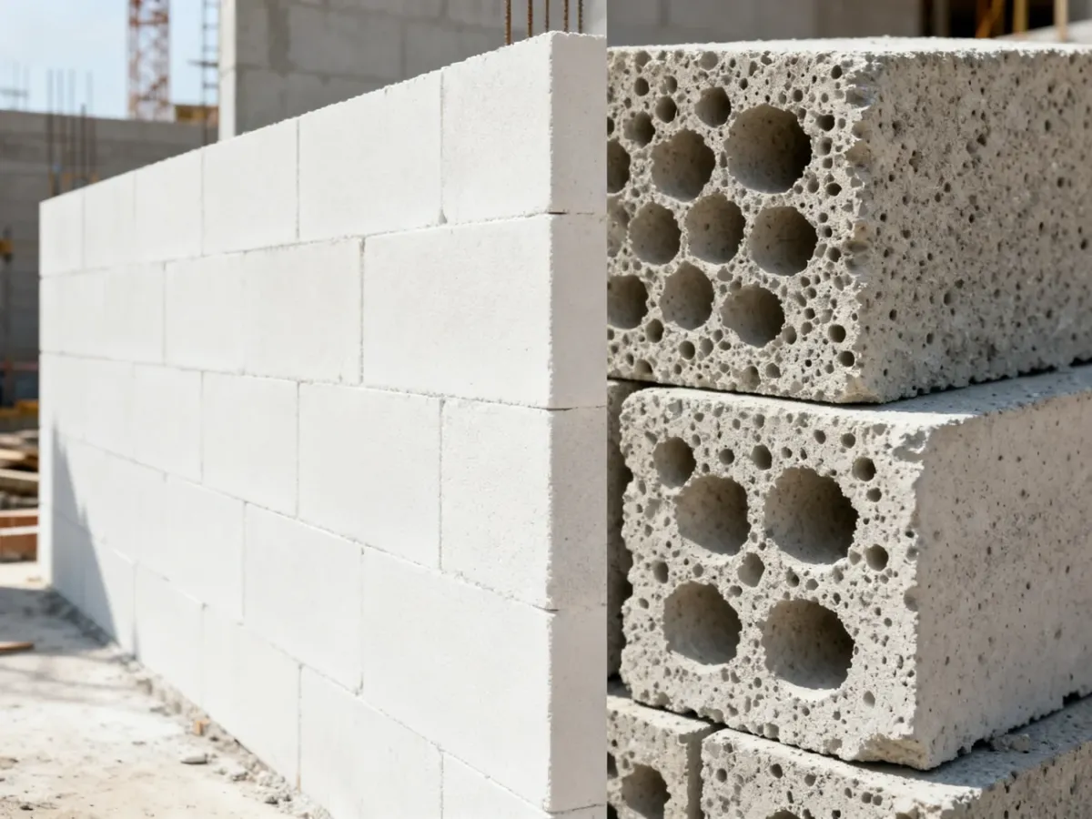 Porównanie ciężkich bloczków silikatowych i lekkiego betonu komórkowego