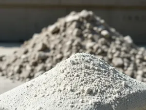 Świeżo wylana, wilgotna powierzchnia betonu z kielnią budowlaną w świetle dziennym.