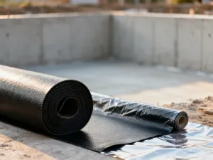 Metalowe profile i wieszaki zamontowane na betonowym stropie, ukazujące precyzyjną konstrukcję sufitu podwieszanego.